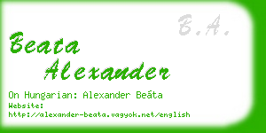 beata alexander business card
